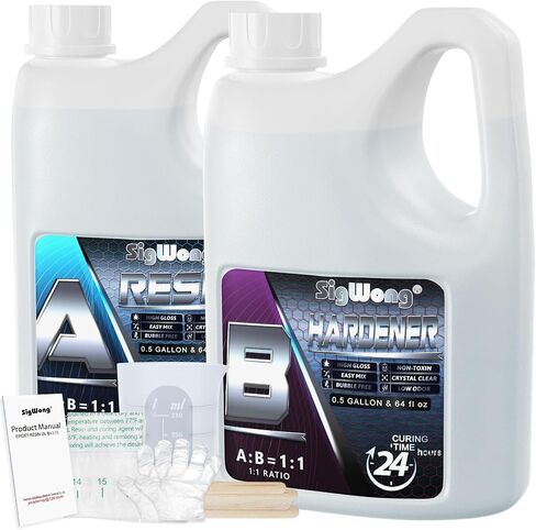 Epoxy Resin 1 Gallon - Crystal Clear Epoxy Resin Kit, No Yellowing No Bubble Easy to Mix 1:1 Ratio Art Resin Casting Resin for Art Crafts, Jewelry Making, River Tables, Wood & Resin Molds in Saudi Arabia