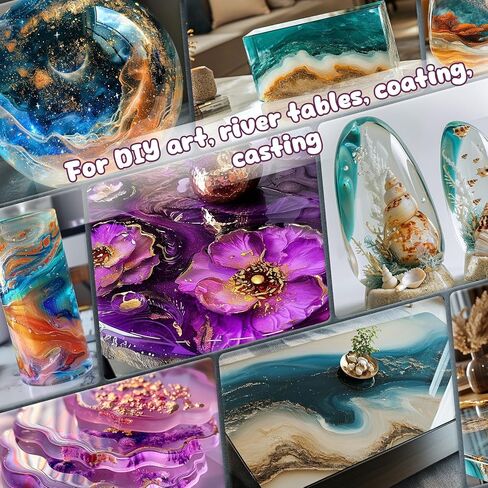 Epoxy Resin 1 Gallon - Crystal Clear Epoxy Resin Kit, No Yellowing No Bubble Easy to Mix 1:1 Ratio Art Resin Casting Resin for Art Crafts, Jewelry Making, River Tables, Wood & Resin Molds in Saudi Arabia