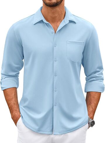 COOFANDY Mens Wrinkle Free Dress Shirts Long Sleeve Untucked Shirts Casual Button Down Shirts in Saudi Arabia