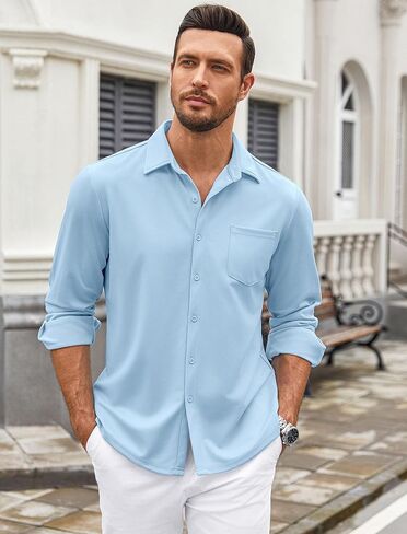 COOFANDY Mens Wrinkle Free Dress Shirts Long Sleeve Untucked Shirts Casual Button Down Shirts in Saudi Arabia