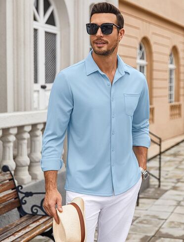 COOFANDY Mens Wrinkle Free Dress Shirts Long Sleeve Untucked Shirts Casual Button Down Shirts in Saudi Arabia