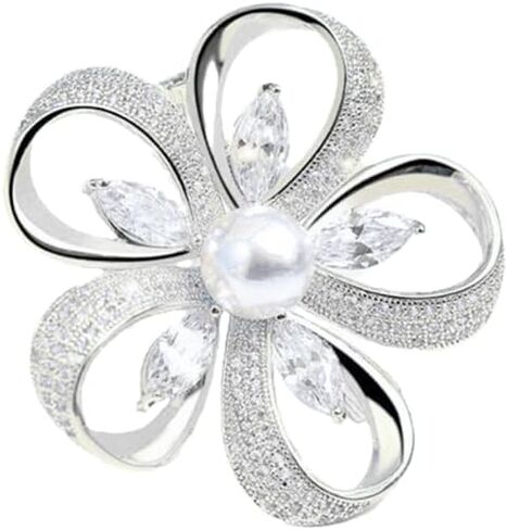 Delicate Pearl Rhinestone Crystal Flower Brooch Pin for Women Dress Hat Decoration Bride Engagement Wedding Jewelry in Saudi Arabia