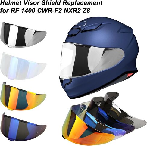 LKV Motorcycle Helmet Visor Replacement RF-1400 Face Shield UV Protection for RF 1400 CWR-F2 NXR2 Z8 (Chrome Silver) in Saudi Arabia