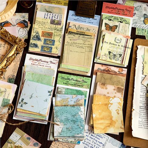 Vintage Scrapbooking Stickers and Paper 400PCS,Vintage Scrapbook Paper Materials for Cottagecore Junk Journal Supplies,Aesthetic Craft Paper for Art Craft Notebook Album Invitations Journals Planners in Kuwait
