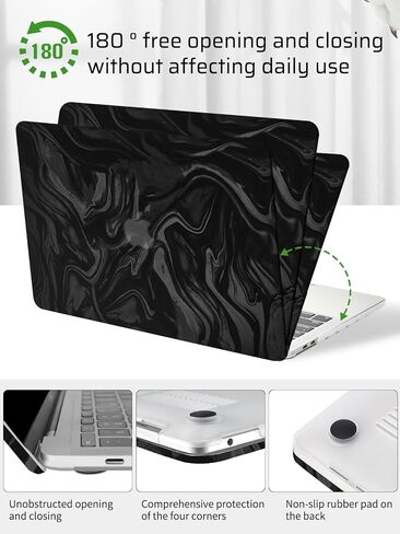 Seorsok Compatible with MacBook Pro 13 inch Case M2 2023,2022,2021-2016 A2338 M1 A2251 A2289 A2159 A1989 A1708 A1706,Luxurious and Skin-Friendly Leather Plastic Hard Shell&Keyboard Cover,Black Wave in Saudi Arabia