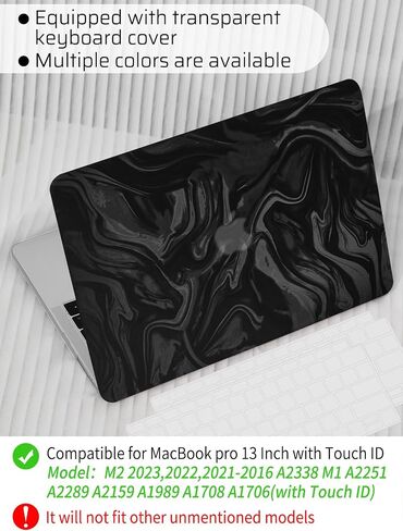 Seorsok Compatible with MacBook Pro 13 inch Case M2 2023,2022,2021-2016 A2338 M1 A2251 A2289 A2159 A1989 A1708 A1706,Luxurious and Skin-Friendly Leather Plastic Hard Shell&Keyboard Cover,Black Wave in Saudi Arabia