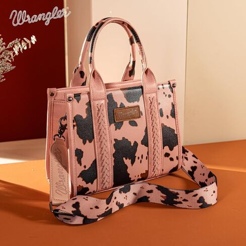 Montana West X Wrangler Cow Print Tote Bag and Minimalist Large Small Wallets Set for Women in Kuwait