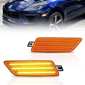 Front Fender LED Side Marker Lights for 2014-2022 Porsche Ma-can, Ma-can Smoked Lens Side Bumper Marker Lamps, [Ultra-Bright] Amber LED Side Markers Turn Signal Lights, 2 PCS
