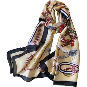 Fashion Satin Scarf Shawl for Women Long Lightweight Elegant Silky Scarves Floral Designer Headscarf Neck Wraps