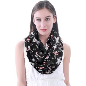 Lina & Lily Holiday Christmas Pattern Print Women's Infinity Scarf Lightweight