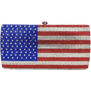 Boutique De FGG National Flag Crystal Clutch Purses Evening Bags and Handbags for Women Formal Party Rhinestones Bags