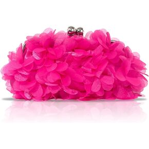 Floral Evening Bag for Women Small Petal Clutch Purses Soft Satin Flower Clutch Handbag for Wedding Party Prom