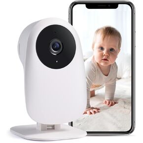 nooie 2K Baby Monitor with SD Card, Baby Monitor with Camera and Audio, 2.4G Indoor Camera with Night Vision, Motion and Sound Detection, Two-Way Audio, Compatible with Alexa and Google