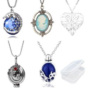 5 Pcs The Vampire necklaces for Fans - Daywalking Katherine Necklace -Verbena Necklace Chain Can Open Silver Costume Accessory - with Transparent Storage Box