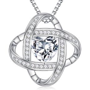 MOOSEA Moissanite Necklace Gifts for Women, 1-3 ct Love Knot Moissanite Necklace D Color VVS1 Clarity Lab Created Moissanite Necklace Anniversary Jewelry Gift for Wife Birthday Gift for Women Mom Wife