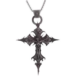 Yuoos Vintage Gothic Cross Skull Pendant Necklace for Women Punk Halloween Goth Jewelry Gift for Women