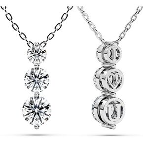 Moissanite Necklace for Women Three-Stone Pendant I Love You Sterling Silver Lab Created Gem Jewelry for Her Gift for Wedding Anniversary Birthday to My Wife Daughter Girlfriend Mom