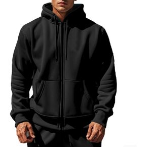 Mens Zip Up Hooded Sweatshirt Long Sleeve Casual Full-Zip Sweatshirt with Kangaroo Pockets