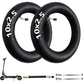 10x2.50 Scooter Tire Tube, 10 inch Replacement Inner Tubes, Tires Replacement, with 90-Degree Bent Valve, Valve Extension, and Tire Levers (2 Pack)
