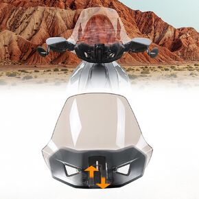 150% Larger Dark Tinted Windshield for Can-Am Ryker, 3" Adjustable Wider Front Hard Coated Adventure Windshield for Ryker 600, 900, Sport & Rally Editions All Models Accessories, Replaces #219401032