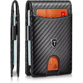 Gostwo Slim Wallet for Men Minimalist Wallet Leather ID Window Card Case with Money Clip