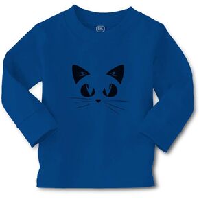 تي شيرت للأطفال بأكمام طويلة وجه قطة مع شعيرات ملابس قطنية للأولاد والبنات in Kuwait