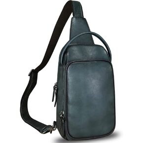 LRTO Genuine Leather Sling Bag Hiking Sling Backpacks Retro Handmade Crossbody Chest Daypack Anti-theft Shoulder Bag Purse (Coffee)