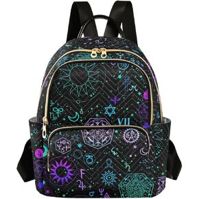 ZAZYXTJ Tarot Boho Moon Backpack Purse for Women Quilted Mini Fashion Backpacks Lightweight Travel Casual Backpack
