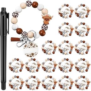 20 Pcs Highland Cow Keychain Cow Print Keychain Wristlet Cow Gifts for Women