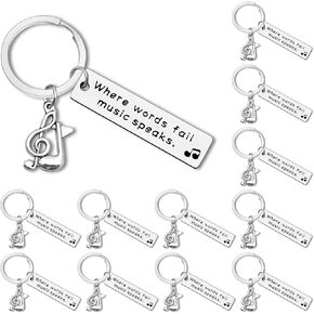 12Pcs Music Keychain Music Gifts for Music Lovers Music Teacher Appreciation Gift Music Lover Jewelry Music Charm Gifts Keyring Musicians Jewelry Inspirational Graduation Gift Music Student Gifts Bulk