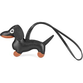 Dachshund Keychain, Dog Shaped Keychain Dachshund Keyring Cute Leather Animal Ornament Handmade Key Holder Puppy Dog Charm Gifts for All Dog Lovers (Black)