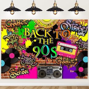 Mocsicka 90’S Backdrop Hip Hop Graffiti Brick Wall Retro Radio Fashion Photography Background Back to The 90’S Themed Party Banner Decoration Backdrops (10x7ft) in Saudi Arabia