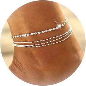 choice of all Anklet for Women Gold Plated Ankle Bracelets Silver Anklet Layering Rhinestone Cubic Zirconia Ankle Bracelets Heart Anklet Summer Beach Foot Chain Ankle Jewelry