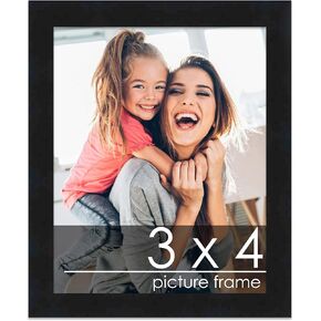 Poster Palooza 4x10 Frame Black Solid Wood Picture Frame - UV Acrylic, Foam Board Backing & Hanging Hardware Included - 4x10 Inch Frame