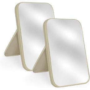 2Pcs Table Desk Vanity 8-Inch Makeup Mirror, Simple Portable Travel Mirror with Stand, Standing and Wall Hanging Dual-use Green