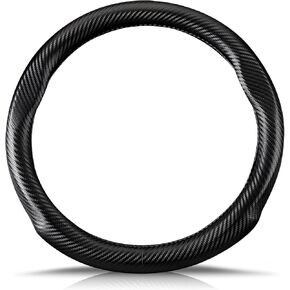 Ergocar Carbon Fiber Material Steering Wheel Cover Anti-Slip Breathable Sweat Absorbent Fashionable Sport Steering Wheel Sleeve for The Round Shape with Diameter of 15"（37.5-38cm）