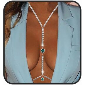 حجر الراين الجسم سلسلة الذهب والفضة كريستال الجسم قلادة مثير البرازيلي سلسلة البريق مجوهرات للجسم الشاطئ ملهى ليلي الجسم الملحقات للنساء in Kuwait