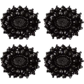 4Pcs 2.16inch (5cm) Black Oval Rhinestones Shoe Decorative Accessories Metal Back Buckle Shoe Decoration Clips Sandals Bow Buckle High Heel Flat Shoe Brooch Clip for Women Suitable for Wedding Party Daily Life