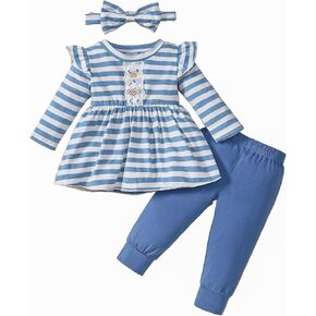 Noubeau My 1st Halloween Baby Girl Outfits Ruffle Pumpkin Print Tunic Drees Shirt Stripe Pants Legging Fall Winter Clothes