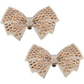 1 Pair Grey Bow Shoe Clips Wedding Rhinestone Bow Shoe Buckles Bridal Removable Shoe Clips Bowknot Shoe Buckle Bag Clothing Hair Decorations for Women Party Heels Flats Pumps Craft