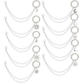 10 Pcs 10 Styles Boot Chain Charm, Alloy Moon Sun Shoe Charms Decoration with Spring O Ring and Lobster Claw Clasps for Boots Shoe Decor