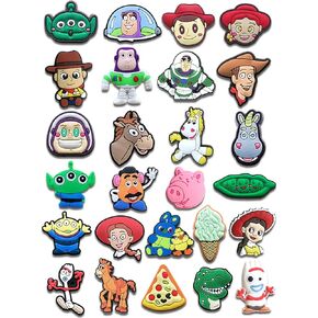 26Pcs Cartoon Shoe Charms for Croc Clogs Sandals Bracelet Wristband Slippers, Cute Shoe Decoration Charms for Party Favor