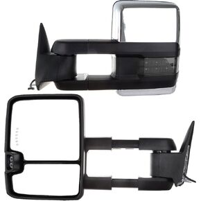 Upgrade Style Towing Mirrors Fit for 1988-1998 for Chevy for GMC C1500/K1500 1988-2000 for Chevy for GMC C2500/K2500/K3500 Tow Mirrors Power Adjusted LED Turn Signal Chrome