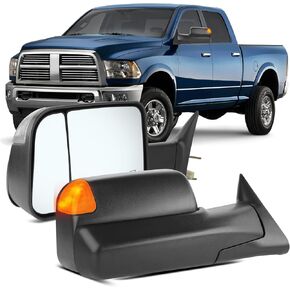 OCPTY Tow Mirrors Fit For 1998-2001 For Dodge For Ram 1500 For Ram 2500 For Ram 3500 Truck Towing Mirrors Pickup 1 Pair Power Adjusted Heated Turn Signal Light Black Housing