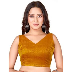 Chandrakala Sleeveless Blouses for Women Sarees,V Neck Backless Readymade Crop top Choli(B218-P)