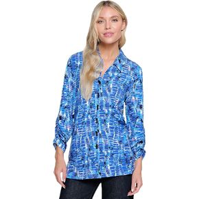 Ali Miles Women's Printed Knit Button Front Blouse