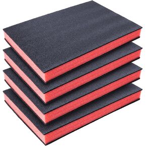 Tool Box Foam Organizer Cuttable Polyurethane Foam Sheets Craft Foam Pads Black Tool Box Foam Insert 16x12x1.5 Inch Shadow Foam, Drawer Thick Tool Foam Liner Kit (4 Pack)