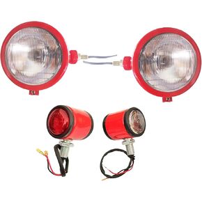 Ivory Tractor Headlights+Butler Style Side Light Assemblies with 12v Bulb Compatible for David Brown 700 800 900 1200 Series Massey Ferguson 35 35X 65 765 Case/IH Tractor B250 B275 B414 B444