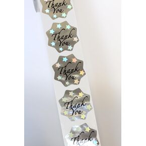 Thank You Stickers for Small Business 1.5 R Inch 500 Pcs, Holographic Sticker Vinyl Self Adhesive Metallic Glitter Foil Sticker Reflective Decorative Sealing Label (Galaxy)