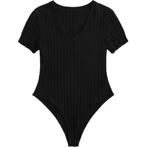 OYOANGLE Women's Plus Size Basic Short Sleeve Bodysuit Square Neck T Shirts Bodysuit